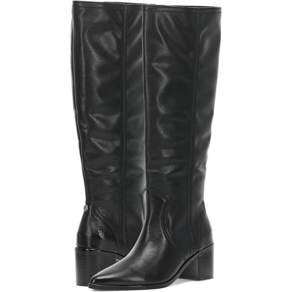 Frye Women's Sadie Softy Tall Boot Size 9.5 Black Leather Block Heel Pointed Toe